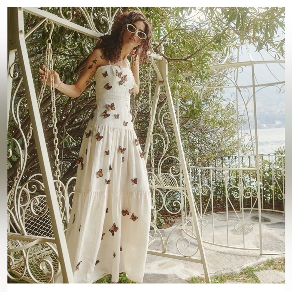 AGUA BY AGUA BENDITA
Lima Appliquéd Tiered Linen Maxi Dress - Picture 2 of 7